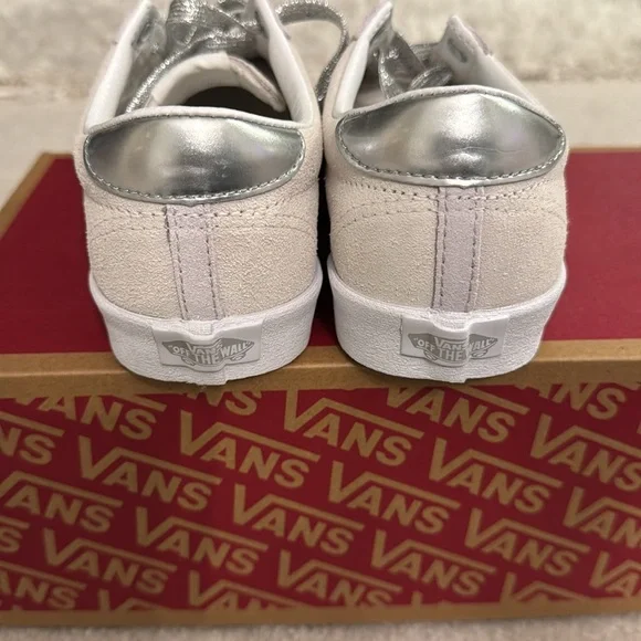 Vans Women's White and Silver Sneakers - Picture 8 of 9